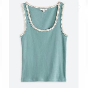 Ribbed Knit Tank With Scoop Neck Stitching